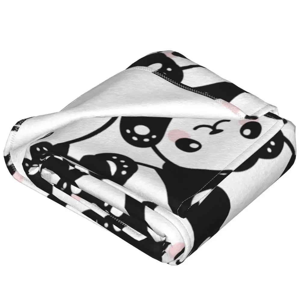 Cute Panda Cartoon Knitted Blankets Lovely Animal Flannel Throw Blanket Summer Air Conditioning Decoration Soft Warm Bedspreads