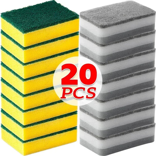 20/1pcs Kitchen Cleaning Sponges Double-sided Kitchen Sponge Wipes Pan Pot Dishwashing Scouring Pads Brush Clean Tools