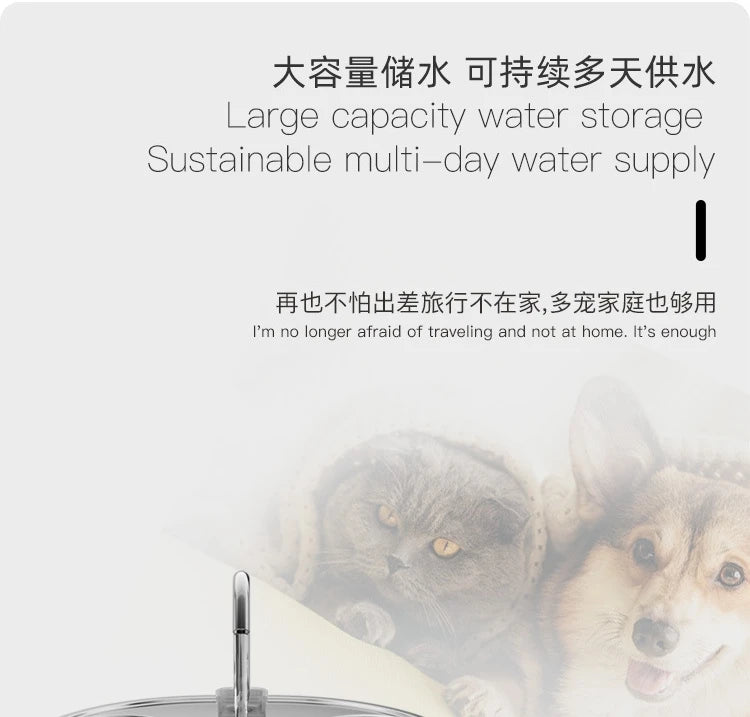 Automatic Cat Water Fountain Stainless Steel Cat Fountain with Filter Visual Water Level Pet Puppy Cats Drinking Water Dispenser