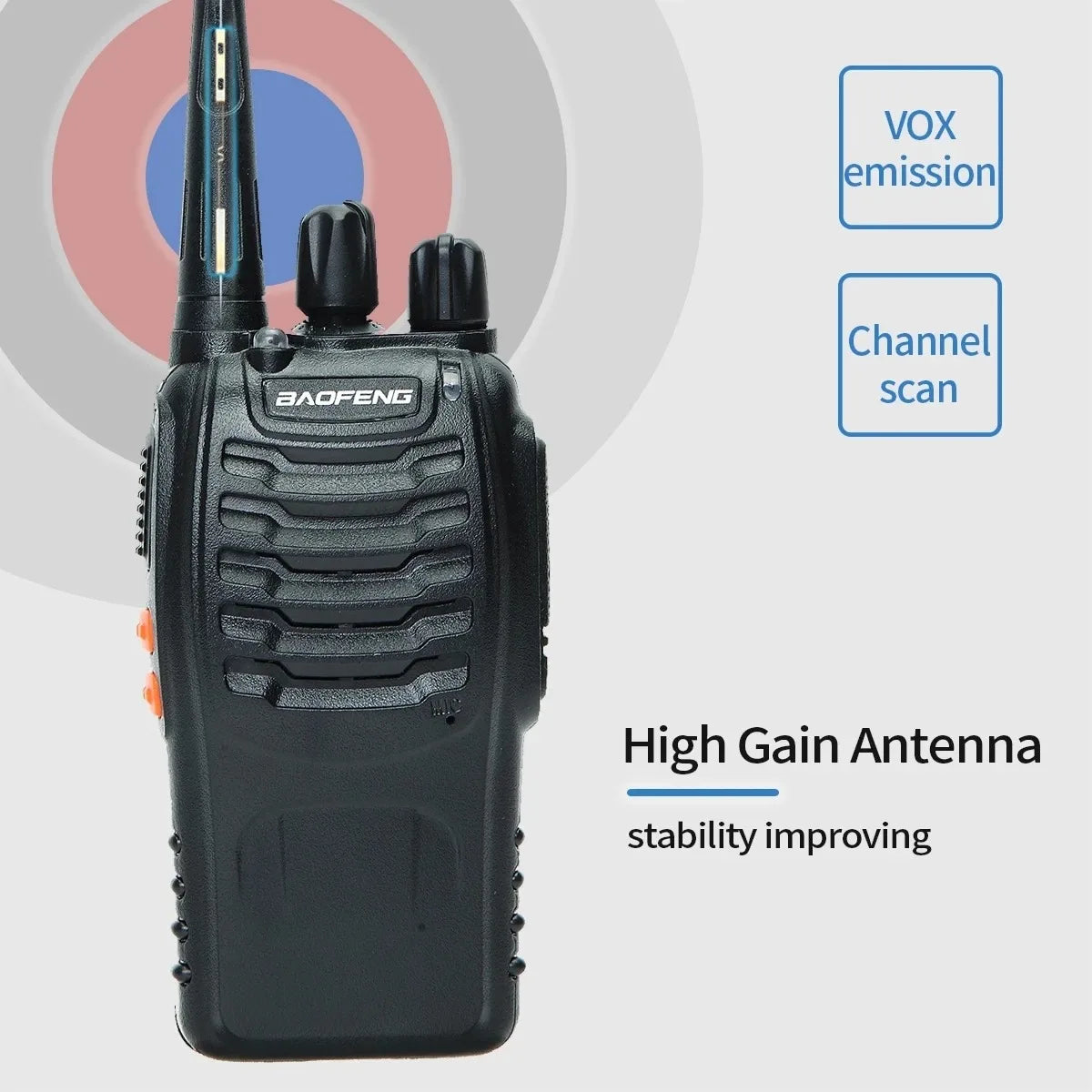 Baofeng Official Store 2Pcs BF 888S Walkie Talkie UHF 400 470MHz Long Range Two Way Ham Radios Transceiver for Hunting Hotel