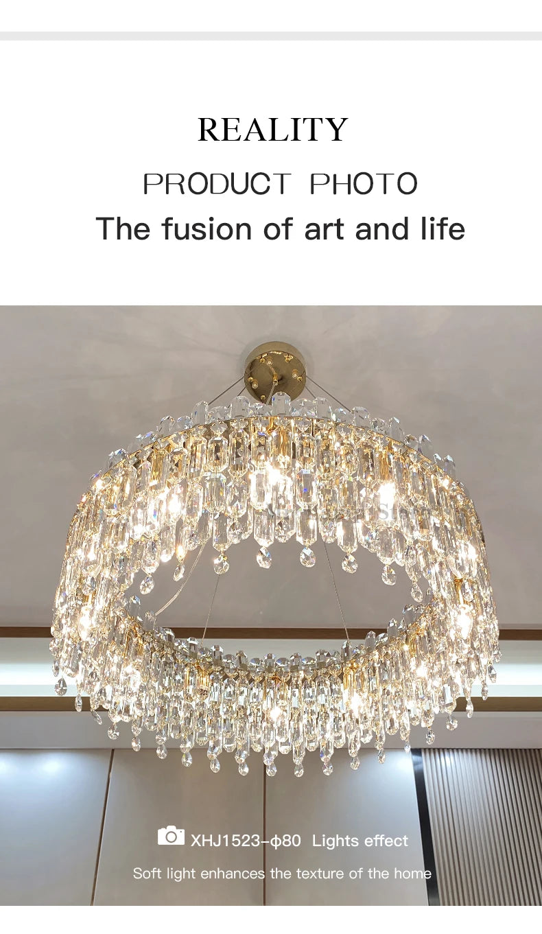 Light Luxury Crystal Pendant Gorgeous Chandelier Living Room Kitchen Light Creative Simple Luxury Atmospheric Led Decorative