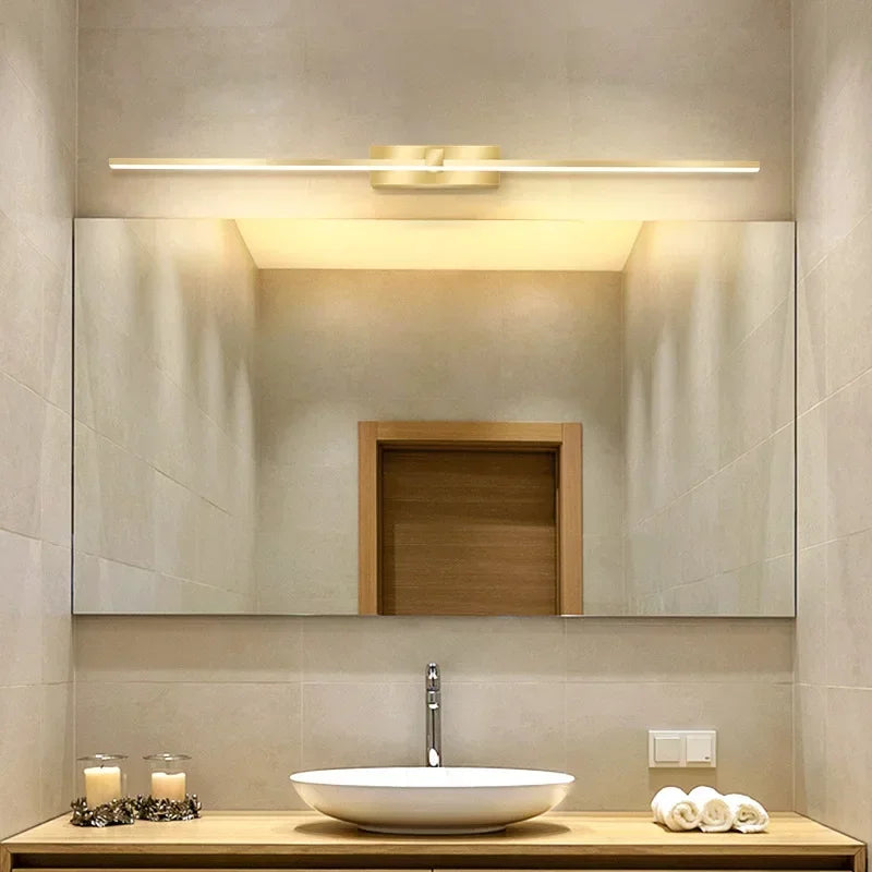 Modern LED Wall Lamp Bathroom Hardwares Golden Bathroom Mirror Lamp For Bedroom Living Room Wall Sconce Bath Mirror Line Lamp