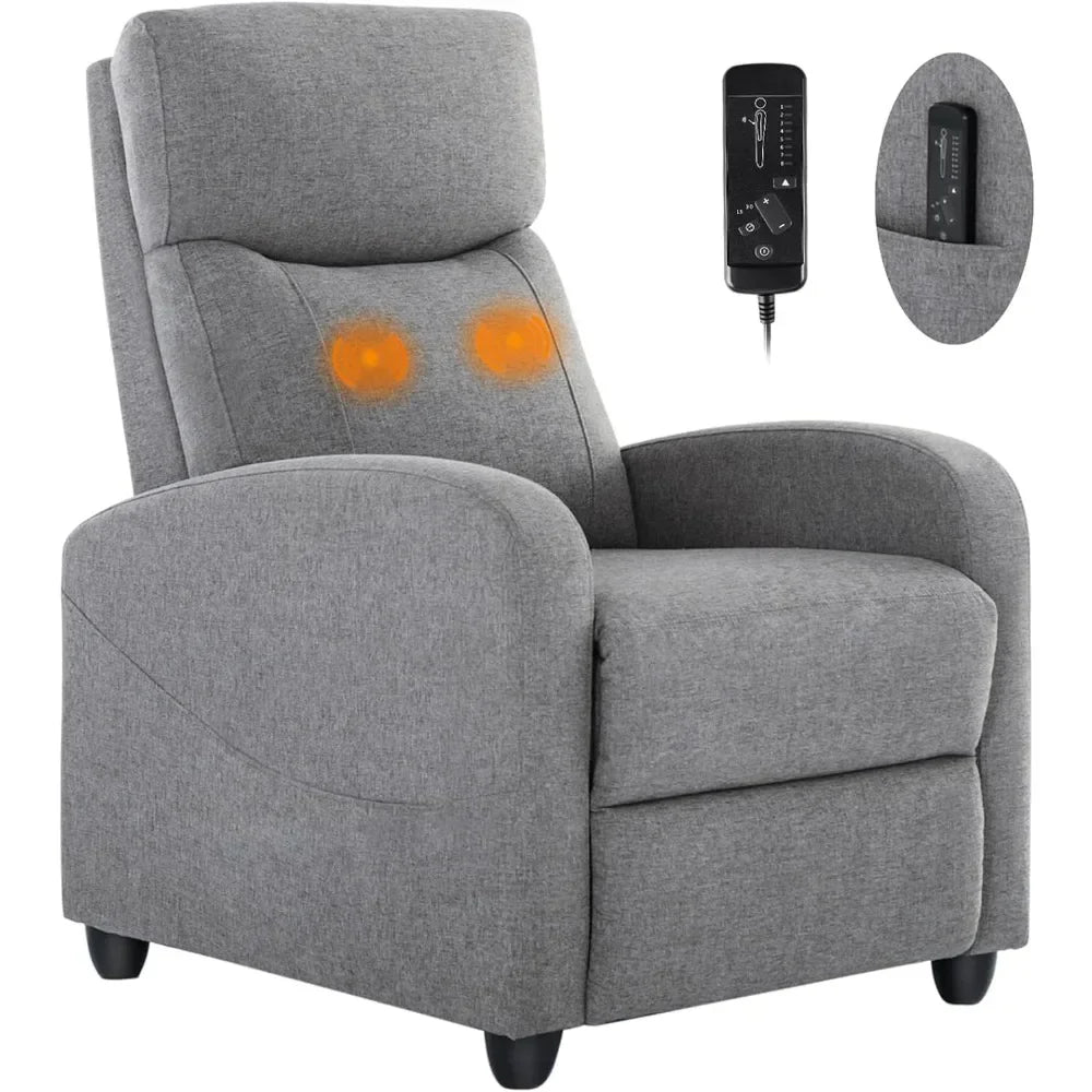 Recliner Chair for Adults Living Room Chair Massage Fabric Small Recliner Sofa Home Theater Seating With Lumbar Support Chairs