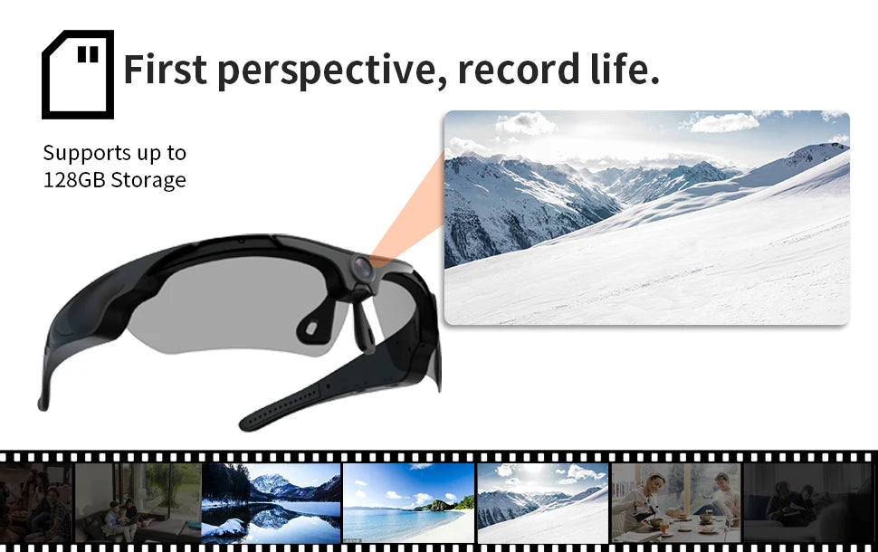 HD 1080P Smart Video Camera Outdoor Cycling Glasses Polarized Lens Smart Camcorder Security Protection Record Wearable Camera