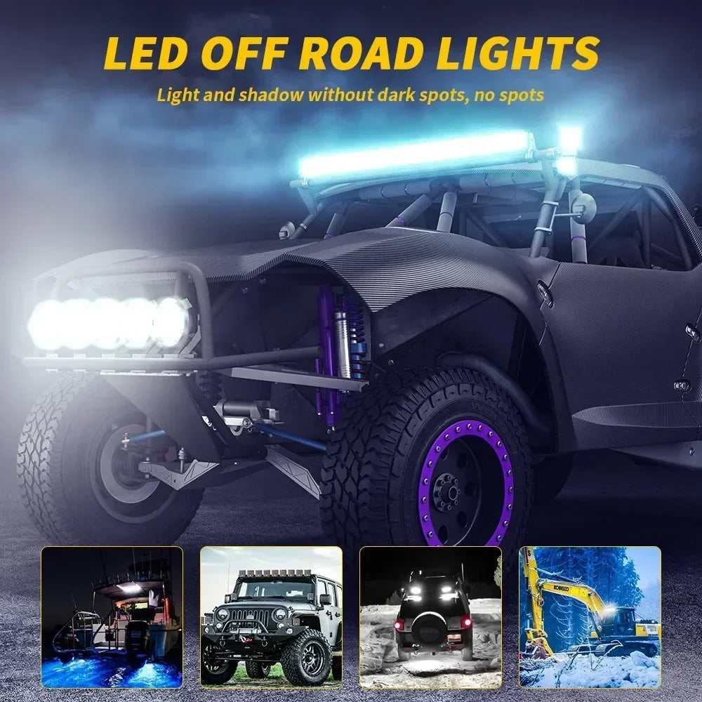 Bayerley 4 Inch DRL Square Car Work Light LED White and Yellow 2 Color Off-road Vehicle Spotlight Headlight 17W Car Light Bar