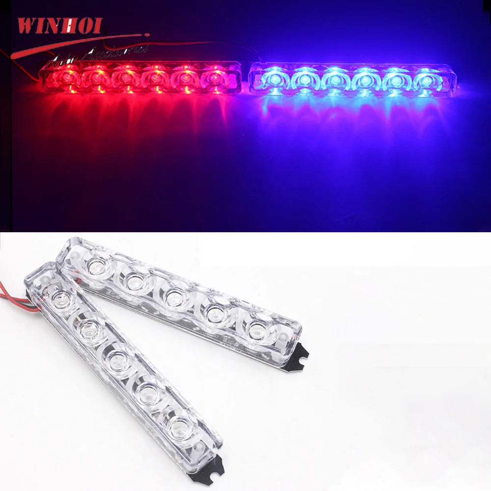 6/4 Led Warning Strobe Lights Bar 12V Amber Blue Red Police Emergency Beacon Car Motorcycle Stroboscopes Safety Police Lights