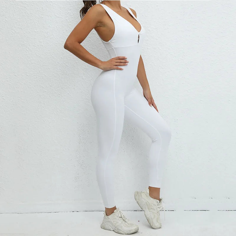 New Sportswear Woman Gym Fitness Overalls Sporty Jumpsuit Women Sport Sets Women Yoga Pants Clothes One Piece OutfitGirl  Back