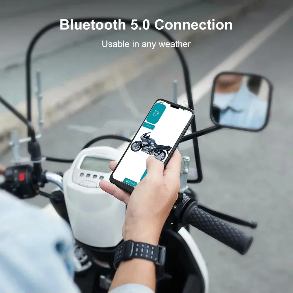 Motorcycle Tire Pressure Sensors TPMS Monitoring System with 2 External Sensor for Motor Bluetooth-Compatible Android/IOS