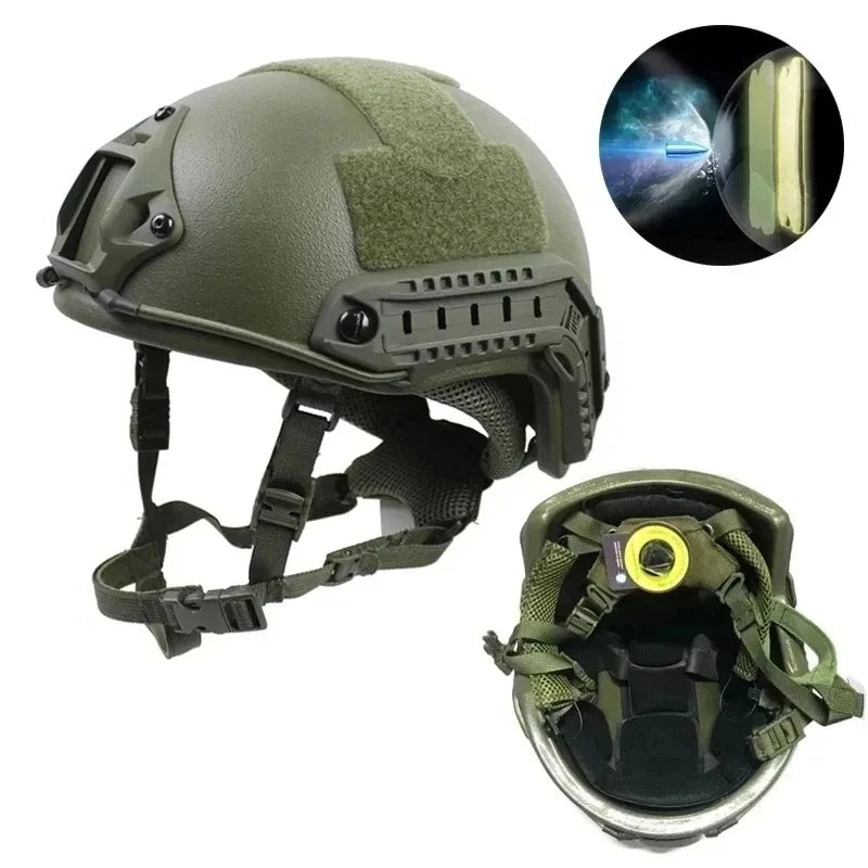 Tactical ballistic high cut helmet ACH high cut, PE, high quality, NIJ IIIA, quick Wendy's suspension pad, ballistic helmet