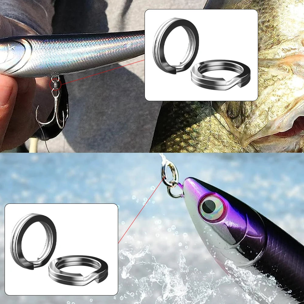 Fishing Split Connection Rings Corrosion-resistant 420 Stainless Steel Double Snap Ring with Pliers Fishing Gear Accessories