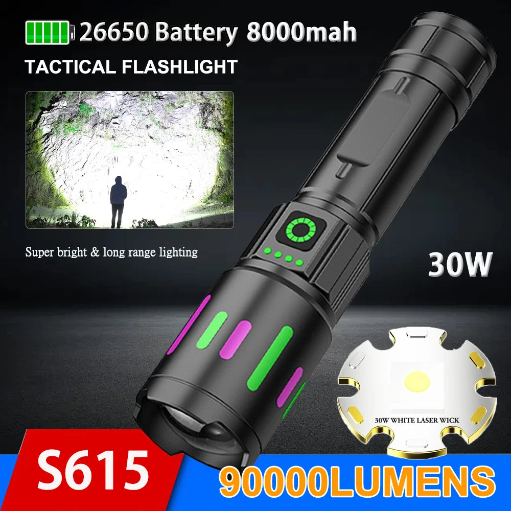 Powerful LED Flashlight Rechargeable Torch Lighting 2000M Tactical Lantern High Power flashlight Lantern Super Bright Waterproof