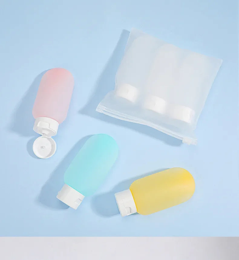 3Pcs/Set 30/60/100ml Refillable Bottles Silicone Soft Squeeze Tube Lotion Container Empty Bottle Portable Travel Shampoo Tool