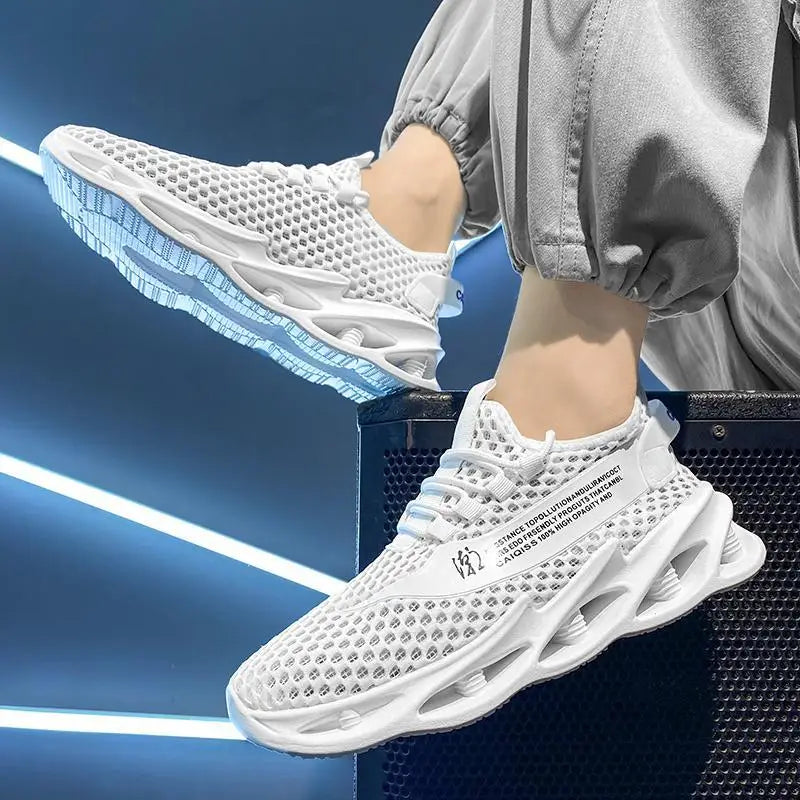 2023 New Summer Sneakers Men Mesh Breathable Running Tennis Shoes Outdoor Sports Tenis Masculino White Casual Walking Shoes