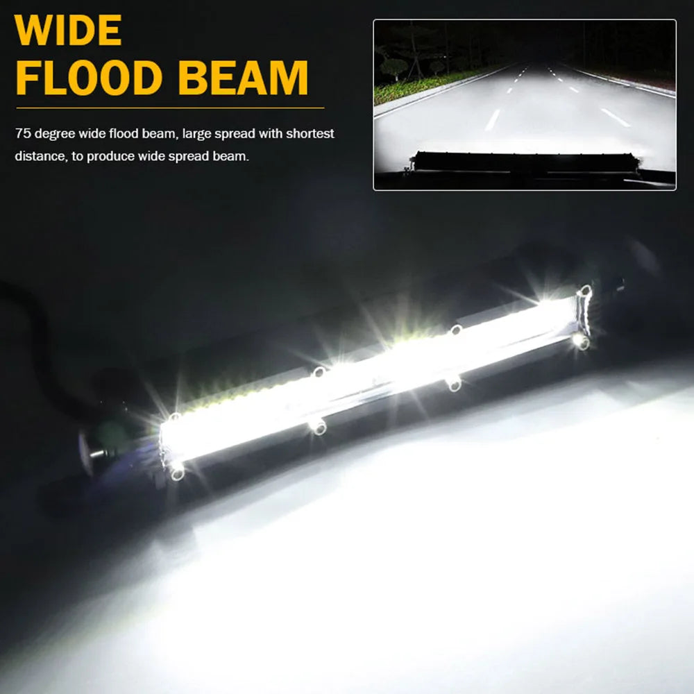 7" x 1.2" Inch Ultra Slim LED Light Bar LED Work Light Grill Light for Driving Offroad Vehicle Car Truck 4x4 SUV ATV Off Road