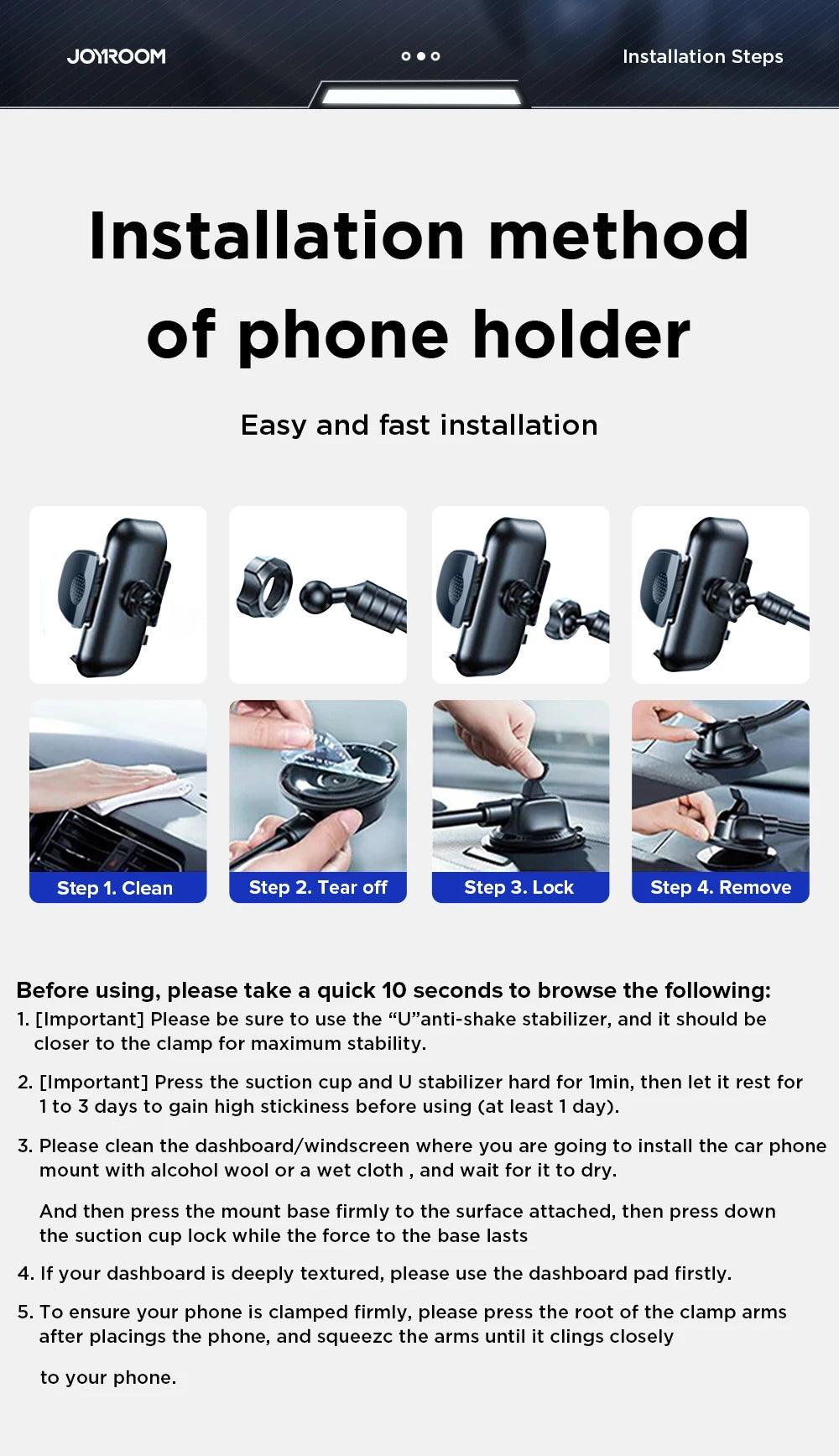 Dashboard Phone Holder for Car【360° Widest View】9in Flexible Long Arm, Universal Handsfree Auto Windshield Air Vent Phone Mount