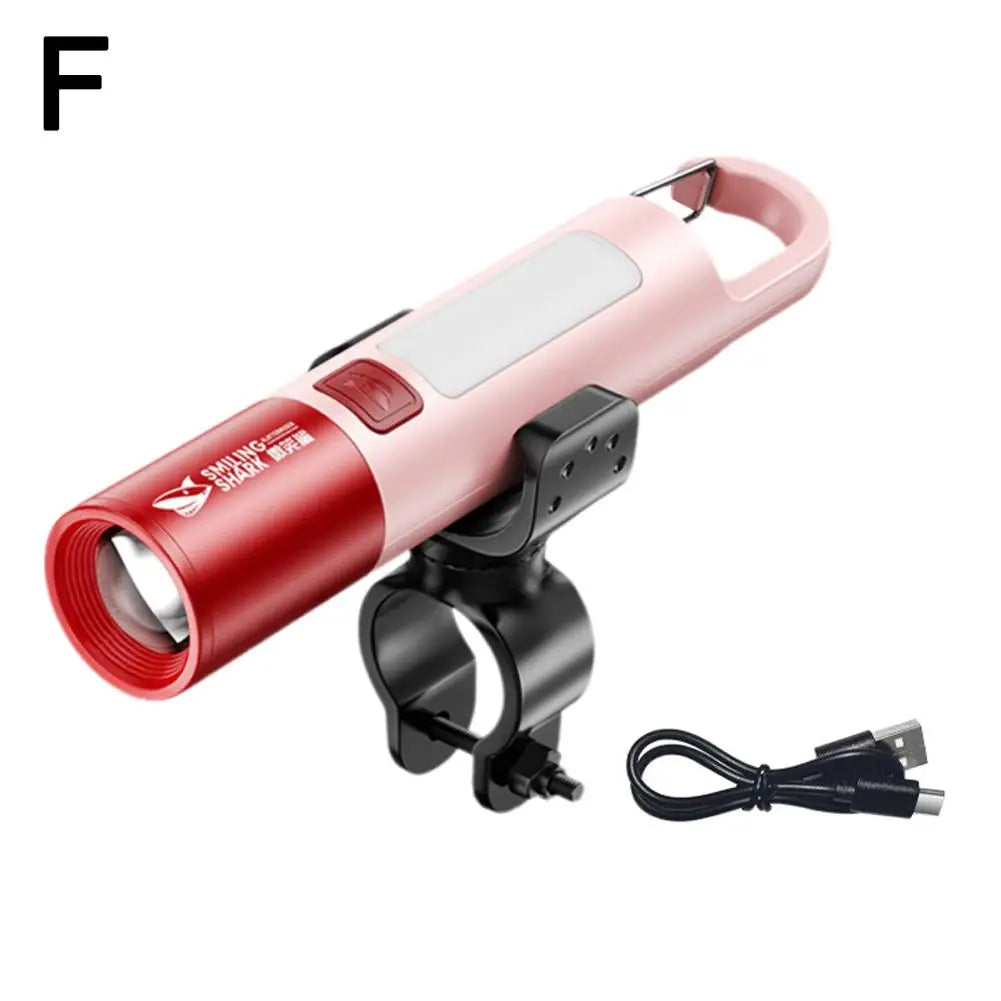 3-in-1 800 Lumen Bicycle Flashlight With Stand Usb Light Waterproof Super Zoom Cycling Rechargeable Led Bright W2c6