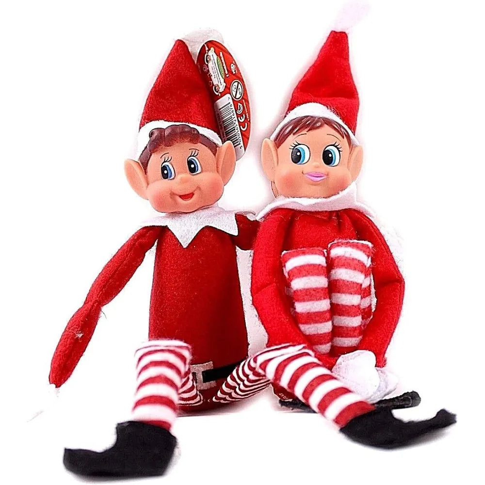 42cm Christmas Elf Doll for Kids Mini Toy Elf Dolls for Christmas Poseable Little Elf Shelf Sitters with Dangling Legs