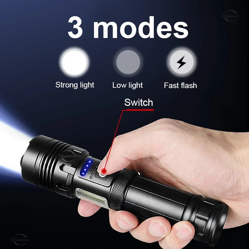 Super XHP130 Powerful Led Flashlights Work 12H High Power Torch Light Rechargeable Tactical Flashlight 18650 Usb Camping Lamp