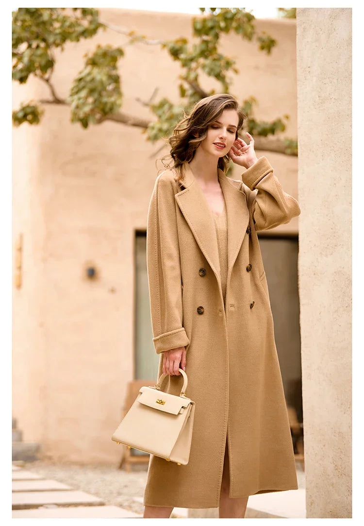 Women's Coat Double-sided 10% Cashmere 90% Wool Women's Long Coat Jacket, 2024 Winter New Long Cashmere Coat Women