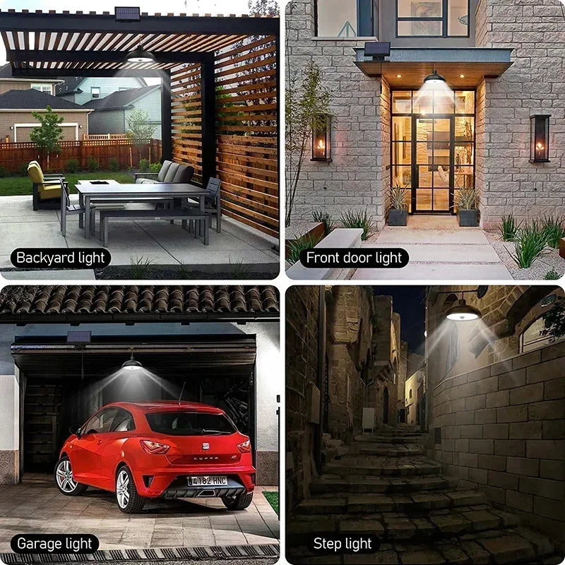 Solar Pendant Lamp Outdoor Waterproof Chandelier Light Hanging Shed LED Decorations with Remote Control for Indoor Shed Barn Roo