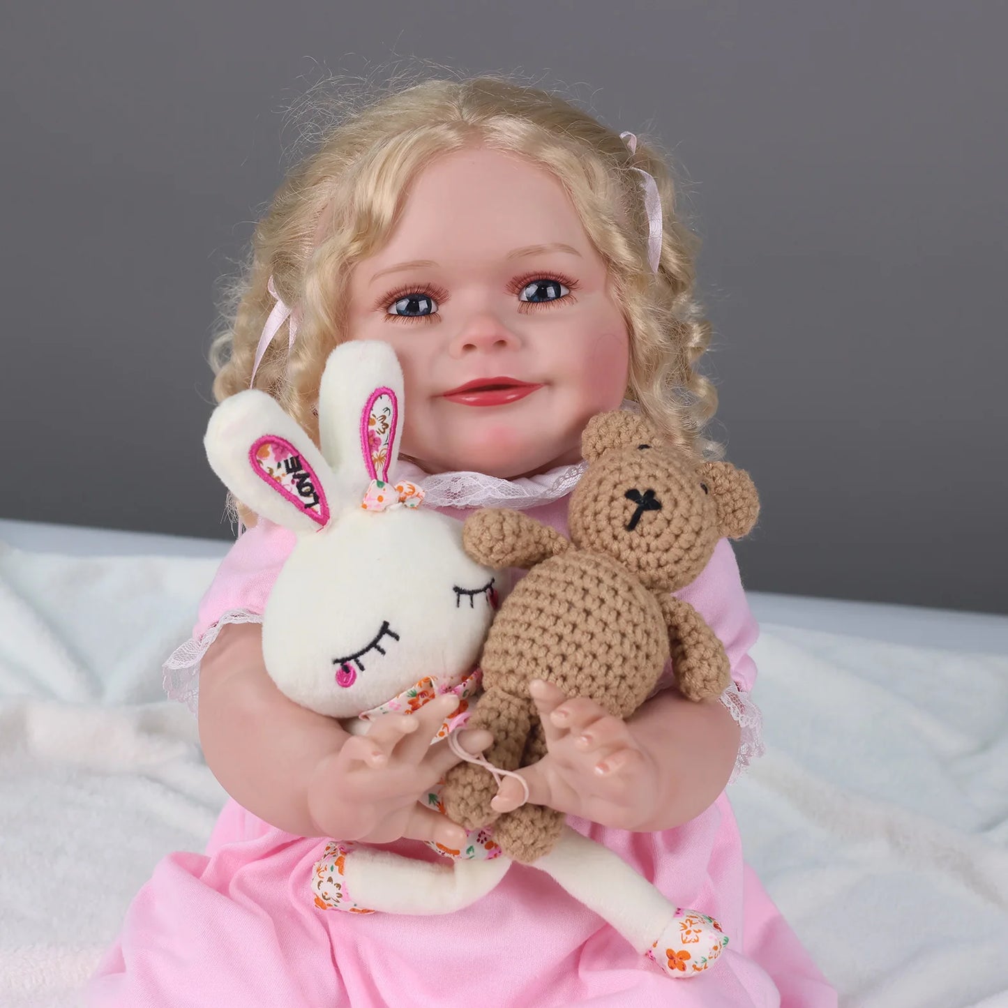 60CM Full Body Girl 24 Inch Reborn Doll Hand-Detailed Painted with Visible Veins Lifelike 3D Skin Tone Toy Gift