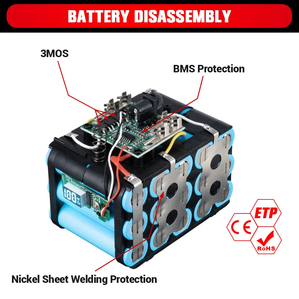 388VF Plus 928VF Plus Lithium Battery With LED Display 30000mAh 22500mAh Li-lon Battery Rechargeable For Makita 18V Power Tool