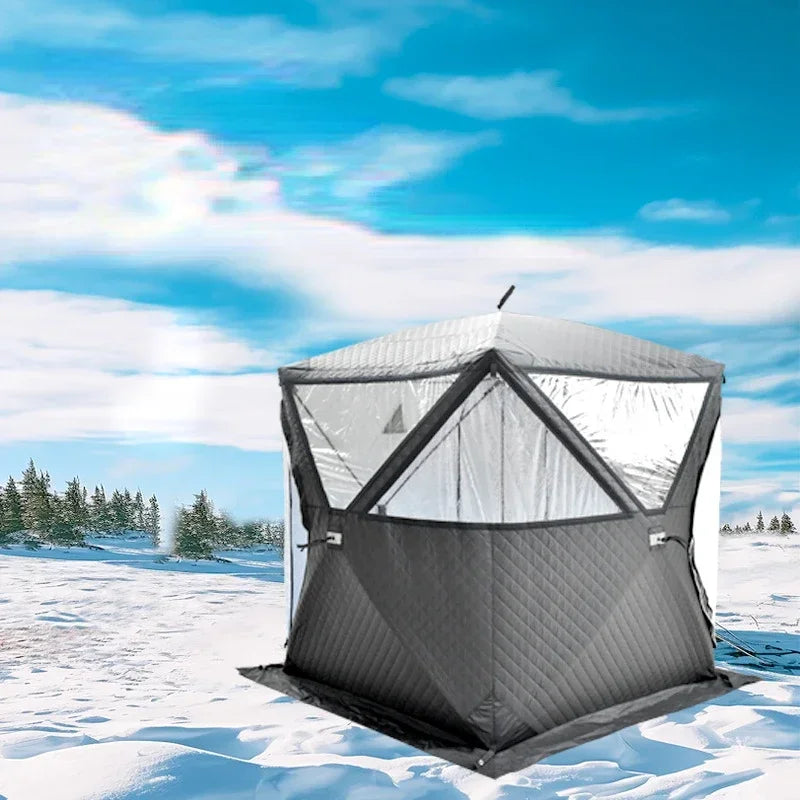 Outdoor  3-4 person 4 Season Camping Sauna Tent Thickened Automatic Winter Ice Fishing Tent Window/Chimney Hole Car Portable