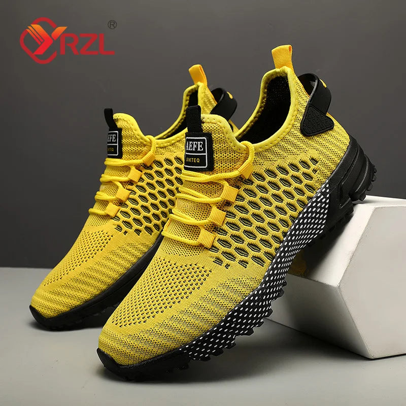 YRZL Mens Running Shoes 2024 Mens Sneakers Shoes Mesh Breathable Outdoor Tennis Walking Training Shoes for Men Plus Size 40-47