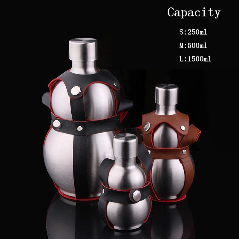 304 Stainless Steel Gourd Hip Flask, Metal Wine Bottle, Outdoor Portable Alcohol Flask, Vodka Bottle, Whiskey Flask