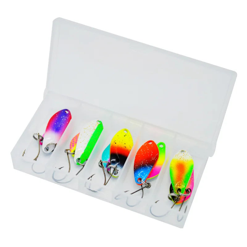 JYJ 2g 3g fishing kit jig spoon lure bait,hard metal spinner wobbler spoon trout bass area fishing gear lure spoon bait