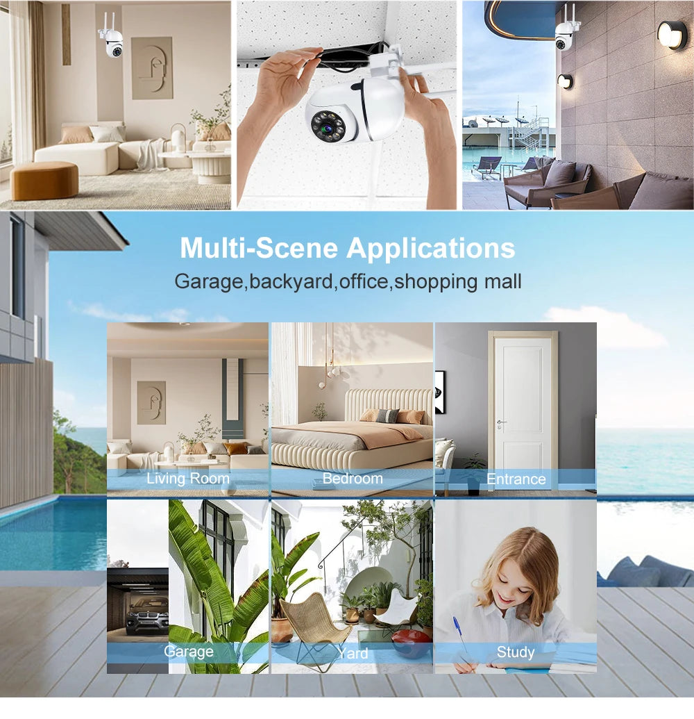 1080P 4PCS Outdoor Camera CCTV IP Wifi Surveillance Camera Waterproof Security Protection Wireless Home Monitor Track Alarm 360°