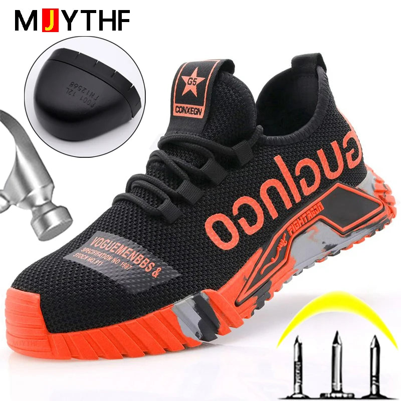 2024 New Work Sneakers Steel Toe Shoes Men Safety Shoes Puncture-Proof Work Shoes Boots Fashion Indestructible Footwear Security