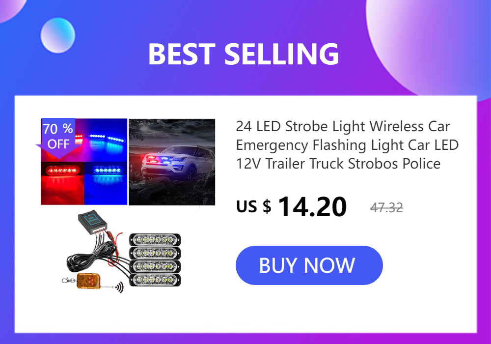 6/4 Led Warning Strobe Lights Bar 12V Amber Blue Red Police Emergency Beacon Car Motorcycle Stroboscopes Safety Police Lights