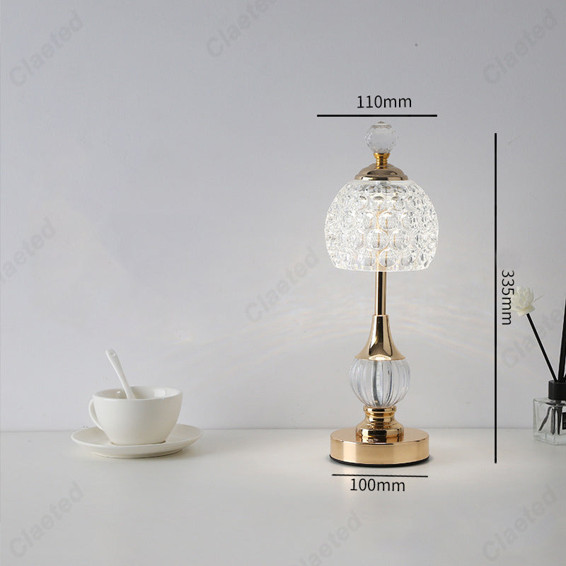 2023 New Metal Crystal Acrylic Table Lamp Bedroom Bedside Lamp Nordic Retro Home Decoration in Small Night Light