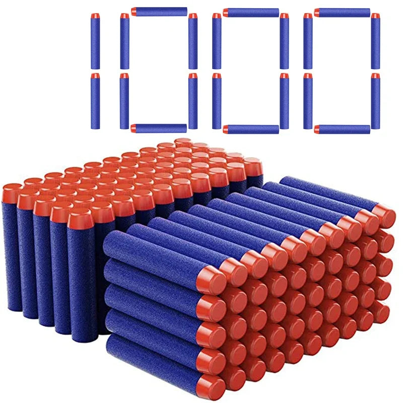 100pcs Blue Solid Round Head Bullets 7.2cm for Nerf Series Blasters Refill Darts Kids Toy Gun Accessories