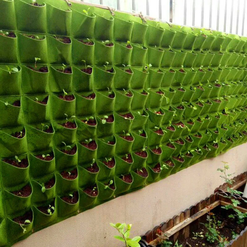 12 Pockets Vertical Wall Garden Planter Non-woven Fabrics Wall Hanging Planting Bags Green Pockets Garden Decoration Accessories