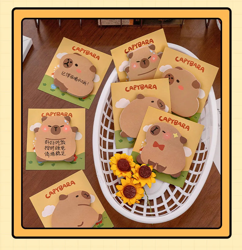 Capybara Sticky Notes, Cute Sticky Notes, Student Cartoon High-looking Sticky Notes Kawaii Memo Pad  Stationery  Stationary