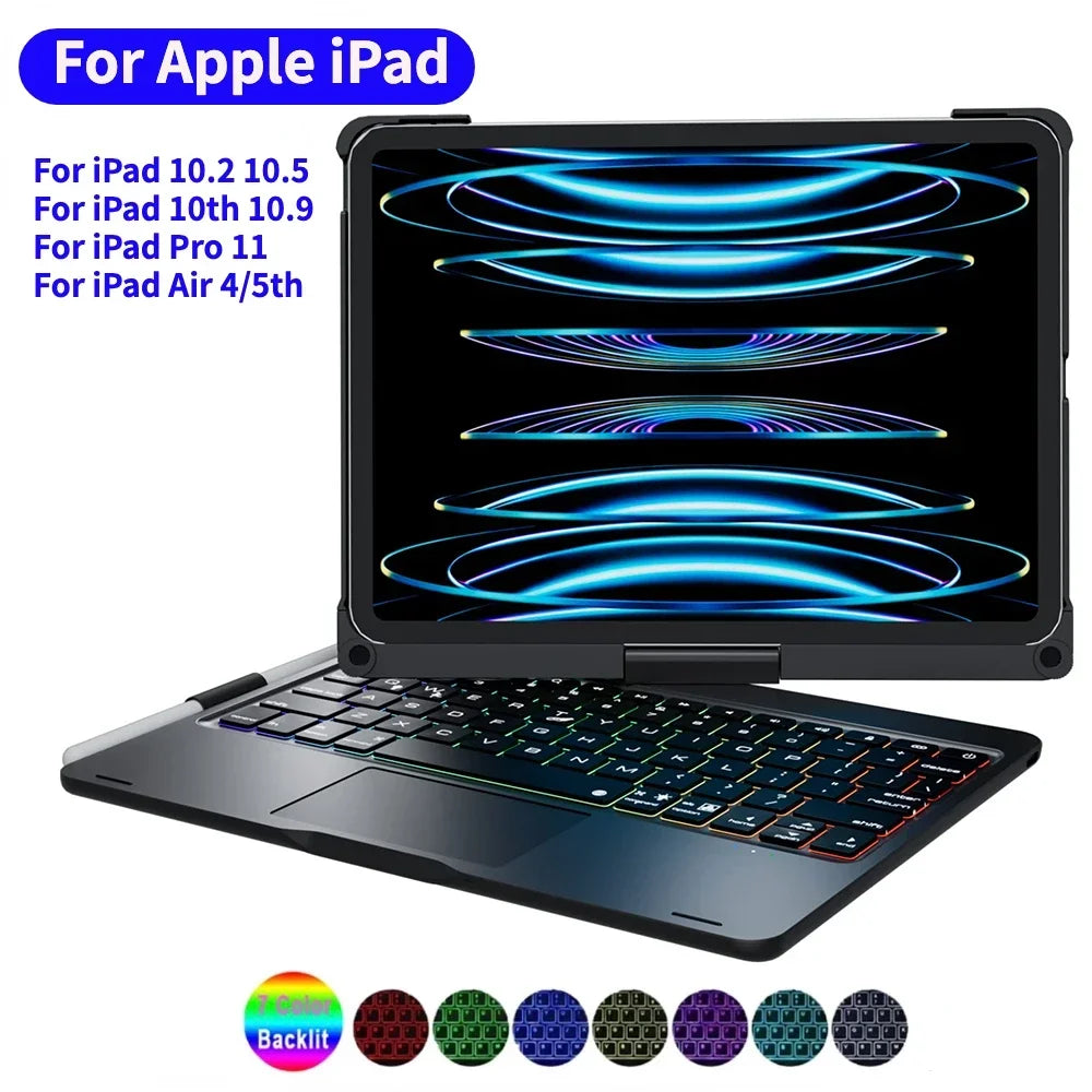 360° Rotatable Backlit Keyboard Cover For iPad Pro12.9 11 iPad10.2 7/8/9/10th Air11 13 2024 M2, iPad Cover Air4 5 Magic Keyboard