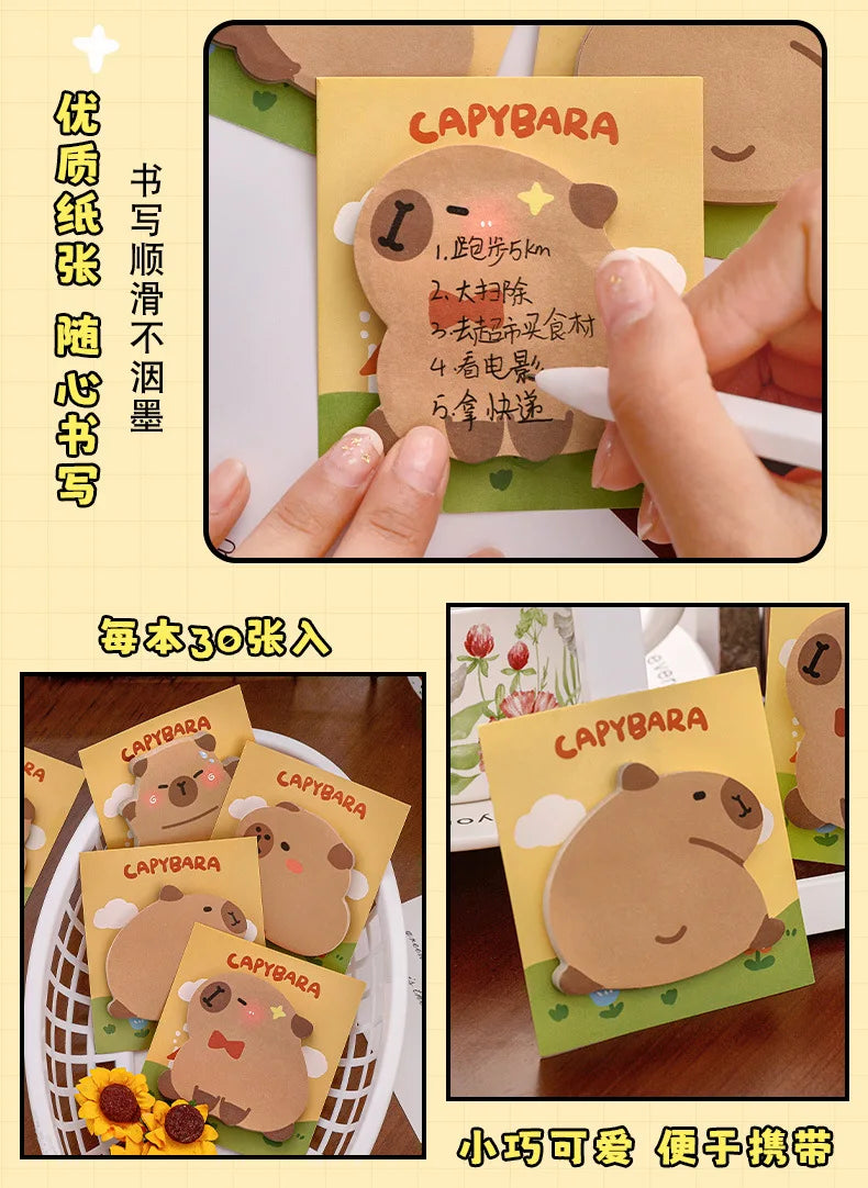 Capybara Sticky Notes, Cute Sticky Notes, Student Cartoon High-looking Sticky Notes Kawaii Memo Pad  Stationery  Stationary