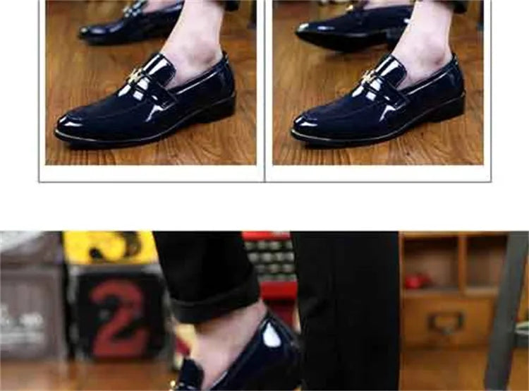 2024 New Fashion Red Men's Social Shoe Casual Glitter Leather Loafers Shoes for Men Slip-on Pointed Toe Dress Shoes Men Footwear