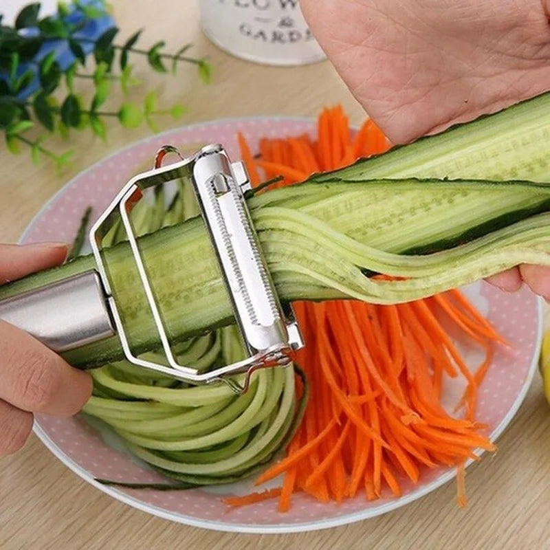 Stainless Steel Potato Cucumber Carrot Grater Julienne Peeler Vegetables Fruit Peeler Double Planing Grater Kitchen Gadget High