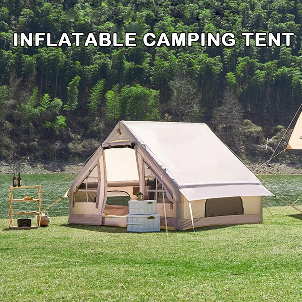 Inflatable Roof Tent Waterproof Inflation Tent Larger Outdoor Luxury Camping Hotel Tent 5-8 People Portable Family Party Tent