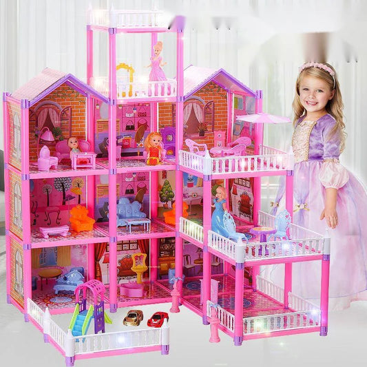 3D Princess Big Villa Handmade Diy Manual Montessori Dollhouses Assembled Children Gifts Puzzle Pretend Doll House Toys New