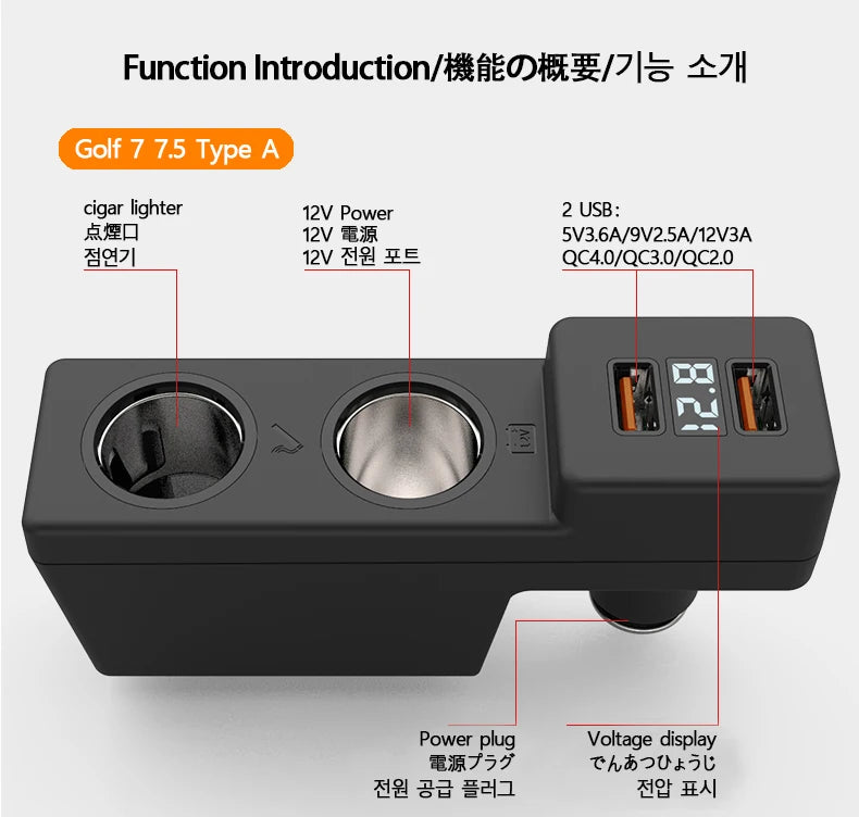 USB Car Charger for Volkswagen Golf 7 and Golf 7.5 Car Electronics Accessories Cigarette Lighter Fast charging for Xiaomi iPhone