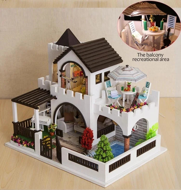 DIY Dollhouse Wooden doll Houses Miniature Doll House Furniture Kit Casa Music Led Toys for Children Birthday Gift