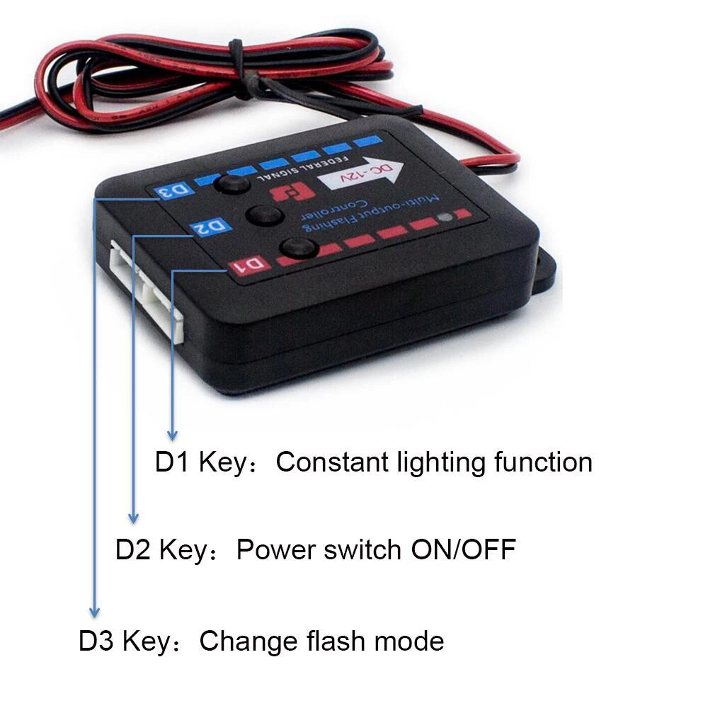 Car Grille Strobe Warning Lights Only Wireless Remote Control And Manual Button Controller DC12V