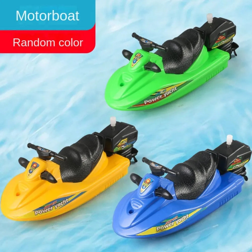 Mini Ship Shower Bath Toy Motorboat Clockwork Wind Up Toy Float in Water Kid Toys Speed Boat Ship Toys Summer