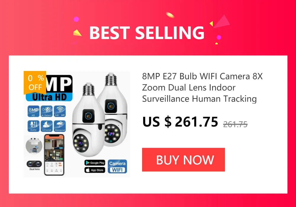 8MP 4K Dual Lens WiFi IP Camera Night Vision Ai Human Detect PTZ Outdoor Video Camara Wireless CCTV Security Protection Camera