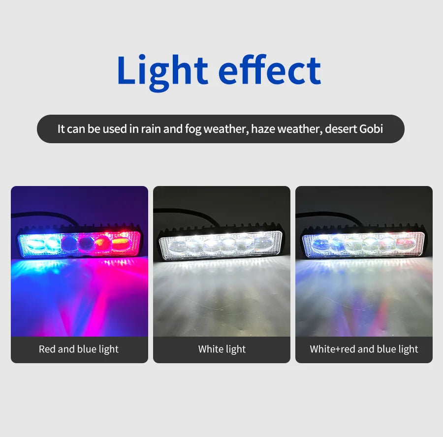 RTS LED Lights for Car Vehicles Spot White Red Blue Motorcycle LED Work Light Bar for Off-road SUV 4x4 4WD Jeep Pickup Truck