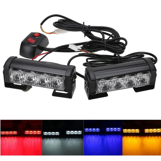 2x4 8LED Strobe Police Lights 12V for Car Emergency Warning Lamps Car Alarm Flashlight Red Blue Amber